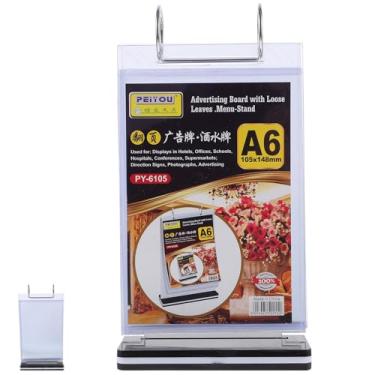 Imagem de VILLCASE Suporte de menu flip com base e capa para 6 páginas, suporte de exibição de mesa transparente, suporte vertical para restaurante, bar, café, visor de mesa de acrílico para menus de fotos 10 x