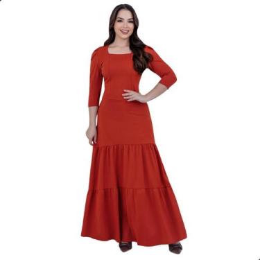 Imagem de Vestido Feminino Longo Tubinho Mangas 3/4 Moda Evangélica - KOPYTTA, T