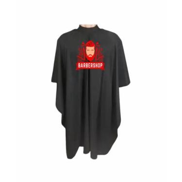 Imagem de Capa De Barbeiro Em Microfibra Com Botão Cor Preta E Branco - Lualki S