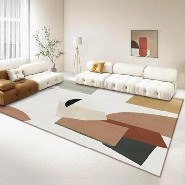 Imagem de Tapete grande para sala de estar simples, arte abstrata, tapete para mesa de centro, tapete para pés de hotel, casa de hóspedes (120 x 160 cm, 3,9 x 5,2 pés/QR-247)