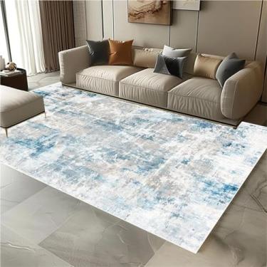 Imagem de Tapete decorativo abstrato estilo nórdico para sala de estar, flanela macia, decoração de quarto, tapete de cor clara para sala de estar, sofá (200 x 250 cm, 78,7 x 98 pol./Flanela-13)