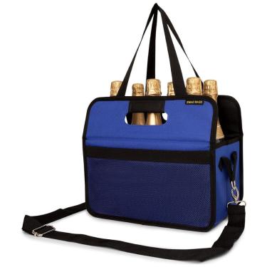Imagem de Caixa Para Transporte de Vinhos Swag Bags até 8 Garrafas com Alça, Azul