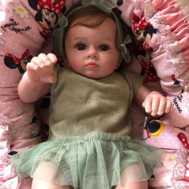 Imagem de Bebê Reborn Menina Corpo Todo em Vinil de Silicone Olhos Abertos Realista