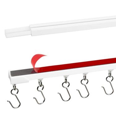 Imagem de KXLife Trilho autoadesivo para cortina de teto e parede, 2,5 m, suporte de teto para cortina, varões de cortina adesivos, sem perfuração, parafusos ou ferramentas, trilho de trilho de cortina sem