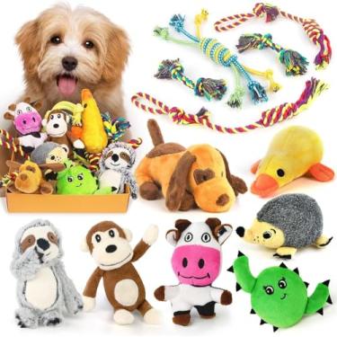 Imagem de Brinquedos barulhentos para cães pequenos, pacote com 12 brinquedos de cachorro para dentição brinquedos fofos para cães pequenos de pelúcia pacote de brinquedos de cachorro de algodão