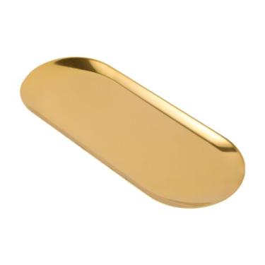 Imagem de DimyFew Bandeja decorativa de aço inoxidável para maquiagem, cosméticos, joias, frutas, cosméticos, chá, itens pequenos, Ouro