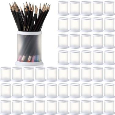 Imagem de Sherr 50 peças de copos para canetas, para armazenamento de mesa, plástico, papelaria, lápis redondos, marcadores de maquiagem, recipientes de pincéis de maquiagem, para escritório, mesa, casa