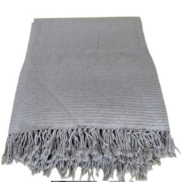 Imagem de Manta Casal Safira Cama Decoração Sofá Tecido em Algodão Cor Cinza