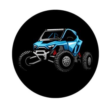 Imagem de Adesivo Redondo Decorativo com Carro, 5cm, Design Retrô (Carro Az2)