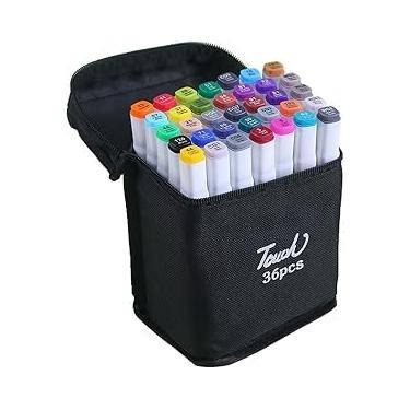 Imagem de Kit 36 Canetas Marcador para Colorir Desenho Professional, Pontas Duplas, Codificados por Cores, Segurança Garantida, Caixa de Bônus marcadores artisticos de Arte