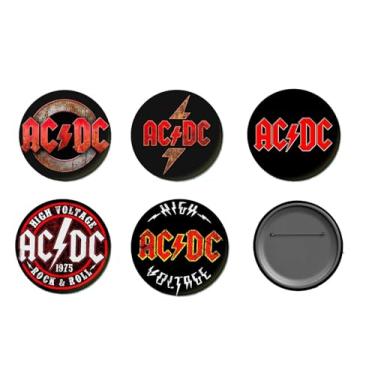 Imagem de Bottons A.C.D.C Banda Rock 5 Unidades 5,8cm - broche button pin