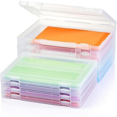 Imagem de Denkee Pacote com 8 caixas organizadoras de papel A4, armazenamento de jogos de tabuleiro de plástico para materiais de arte 21,6 cm x 28 cm carta dos EUA, recipientes organizadores de papel portátil