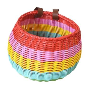 Imagem de Dynwave Cesta de bicicleta infantil decorativa multifuncional para transporte removível de fácil instalação com guidão frontal para meninas no parque de