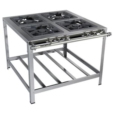 Imagem de Fogão Industrial Stori Premium 4 Bocas 40x40 M14 Aço Inox 430 Metalmaq Fogão Baixa Pressão