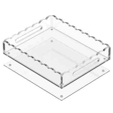 Imagem de Bandeja recortada de acrílico com alças recortadas e um tapete magnético - personalizável para fotos, arte e mensagens, inclui almofadas antiderrapantes, 25 x 30 cm, transparente