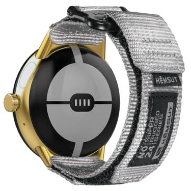 Imagem de SMITHA Compatível com relógio Google Pixel/Pixel 2/Pixel 3, pulseira de relógio de argola e laço, pulseira militar para relógio inteligente Google