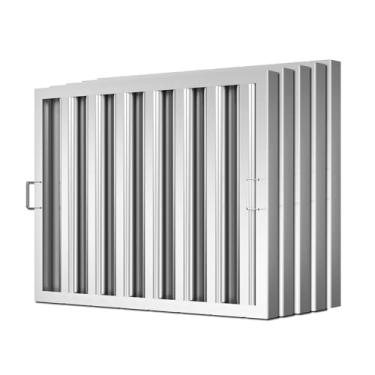 Imagem de Filtro de exaustor de cozinha comercial de aço inoxidável 49,5 L x 61 cm A defletor para exaustor de cozinha comercial com classificação de graxa 5 sulcos (5 unidades)