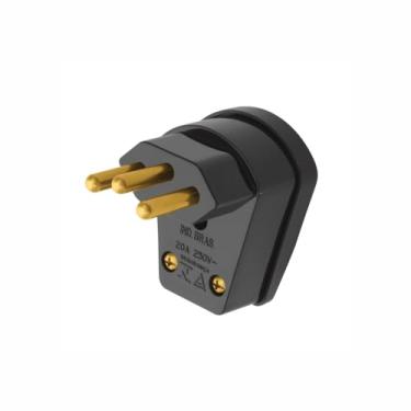 Imagem de PLUGUE 2P - 20A/250V JUNÇÃO MACHO - PRETO SOBREPOR – FAME