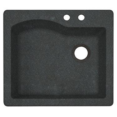Imagem de Swanstone QZ02522SB.077-2B Pia de cozinha de granito com 2 furos, 56 x 63 cm, Nero