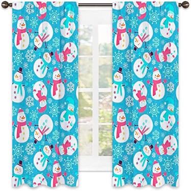 Imagem de Cortinas blackout de Natal 90%, estampa de estilo natalino, cortinas blackout com absorção de som para sala de jantar/decoração de festa, L 132 x C 150 cm