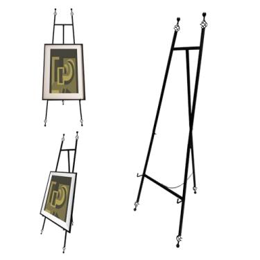 Imagem de JIANZHUO Cavaletes De Ferro Ajustáveis Para Artes E Ofícios, Suporte Metal Com Corrente Espelho, Chão 58" Placa Casamento (Preto)