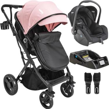 Imagem de Carrinho de Bebe Kiddo Vox II com Bebe Conforto e Base Rosa