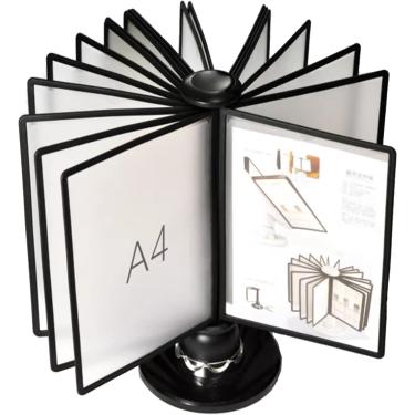 Imagem de Expositor De Catálogo Rotativo - Organizador De Arquivos Para Mesa, 20 Painéis Duplo-face, Sistema De Referência De Mesa, Suporte De Arquivo De Mesa Flip, Para Escritórios, Black