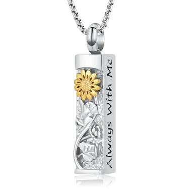 Imagem de Auri Lane Always With Me Colar memorial de girassol para cinzas – Pingente de joia de lembrança de cremação