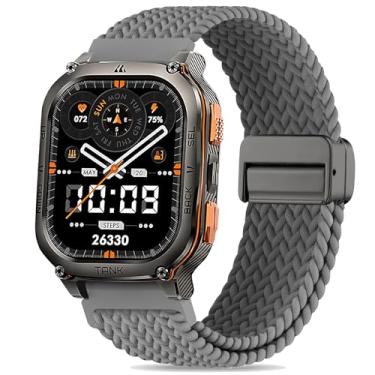Imagem de Folavii Pulseira trançada magnética compatível com Kospet Tank M3 Ultra/M3/M2/T3 Ultra/T3/T2, pulseira esportiva elástica de nylon de 22 mm para relógio militar Amaztim M3/M2/T2 masculino e feminino