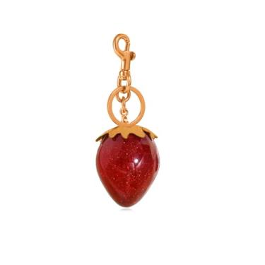 Imagem de DEYOUM Chaveiro feminino cereja morango resina brilhante metal fruta charme cereja bolsa chaveiro chaveiro acessórios de joias, Vermelho, M