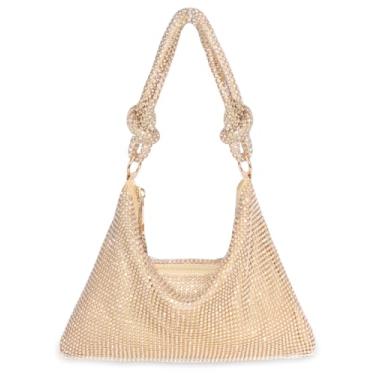 Imagem de Bolsa clutch para mulheres, bolsa noturna com strass brilhante, acessórios de casamento e festa, bolsa para celular, carteira e batom, Strass dourado champanhe