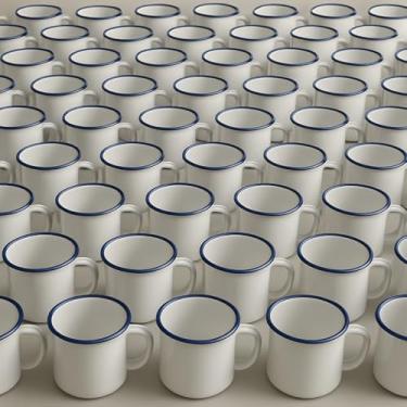 Imagem de Kit 100 Canecas 150ml BRANCA Esmaltadas De Café Retro Xicaras De Chá Retro acampamento...