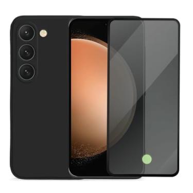 Imagem de Capa Aveludada e Película de Privacidade 3D para Samsung Galaxy S23 Plus, Capinha Preta Premium e Película Anti-Espião