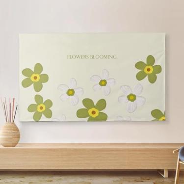 Imagem de HSTANGKY Capa protetora de tela decorativa para TV floral 32-80 polegadas LCD/LED/Plasma TVs de tela plana interna capa de pano para sala de estar quarto decoração de casa - flor 1||75 polegadas