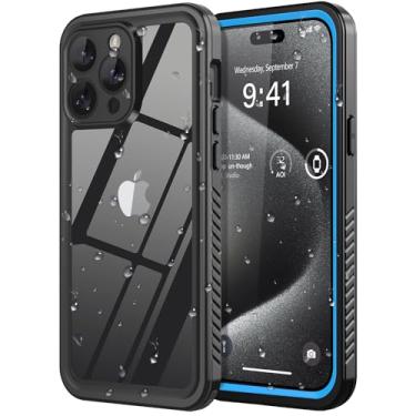 Imagem de ZWWADR Capa para iPhone 15 Pro à prova d'água, proteção de tela integrada [IP68 debaixo d'água][militar à prova de queda][à prova de poeira] Capa de telefone à prova de choque de corpo inteiro para iPhone 15 Pro 6,1 polegadas, azul
