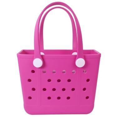 Imagem de Addoklm Bolsa de praia de borracha leve X grande para impermeável, bolsa aberta durável para barco, piscina, esportes, academia, Vermelho rosa, Small