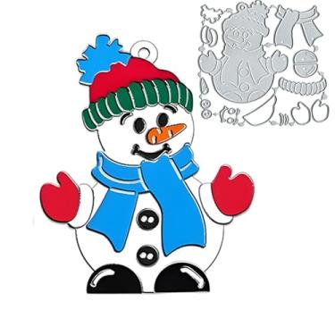 Imagem de BeetirryHu Cortes de metal de boneco de neve de inverno, chapéu, boneco de neve, molde de corte, estêncil, cartão, papel, artesanato, faça você mesmo, molde de corte, álbum de recortes, moldes de