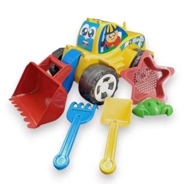Imagem de Caminhão Trator Truck com Pá Carregadeira Articulada, Brinquedo para Areia e Praia, BG Kids (AMARELO)