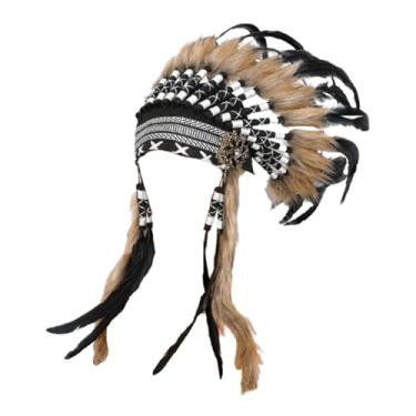 Imagem de KiBcsLic Chapéu de índio chefe, cocar de penas realista para Halloween