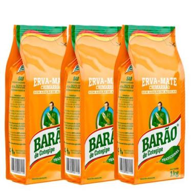 Imagem de Kit 3 Erva Mate Tradicional 1kg Chimarrão Barão Cotegipe - Barão de Co