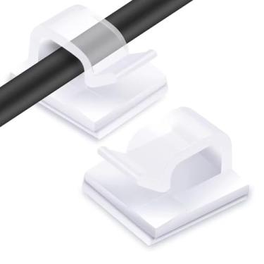 Imagem de Clearhill 100 braçadeiras de cabo, suportes de fio de parede, grampos de cabo adesivos mantêm os cabos limpos sob mesas, carros e computadores (WCL-0805 transparente)