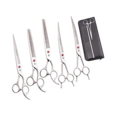 Imagem de Kit De Tesouras Para Cães Em Aço Inoxidável Purple Dragon 440C Com 8 T