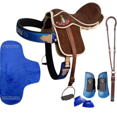 Imagem de Sela Vaquejada Cavalgada Cela Selim de Couro Legitimo Marrom - selaria