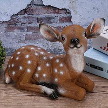 Imagem de YOUTHINK Decoração de Jardim de Resina de Veado Sika Simulada para Ornamentos do Pátio Com Detalhes Realistas, Modelo de Animal Ao Ar Livre para Decoração de Casa