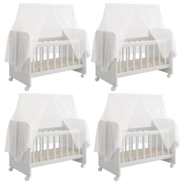 Imagem de Kit 04 Berços Para Boneca Magia Brinquedo Infantil Branco