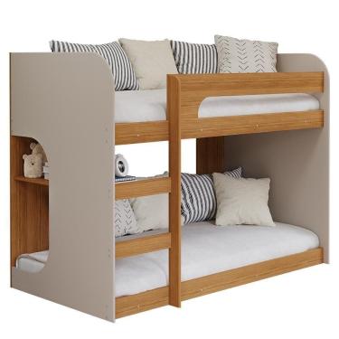 Imagem de Beliche Montessoriana Ema Nature/off White Com Proteção E Colchões Supreme D33 - Permóbili Baby Nature/off White