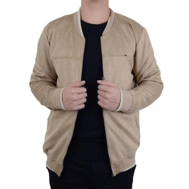 Imagem de Jaqueta Masculina Docthos Slim Bomber Suede Bege Areia - 736233-Feminino