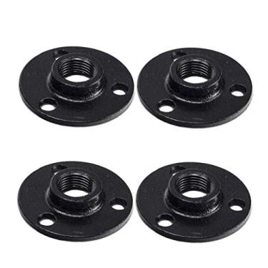 Imagem de Flange de ferro preto maleável de 1,27 cm DN15 com três furos, flange de ferro para encanamento, flange rosqueada flange DIY Wall Industrial Steampunk Furniture Vintage Retro Decor