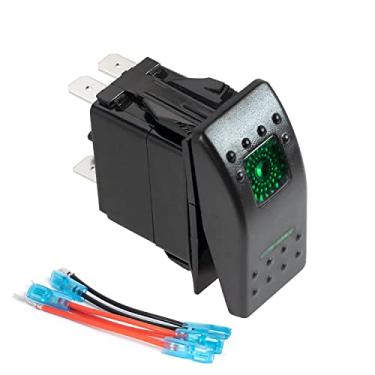 Imagem de FXC Interruptor De Balancim Liga/Desliga Momentâneo Fxc, 5 Pinos, Laser, Luz Led Verde, 20A/12V, 10A/24V, Com Conjunto Fios Ligação Para Automóveis, Barcos, Caminhões, Jipes, Ônibus Off-Road
