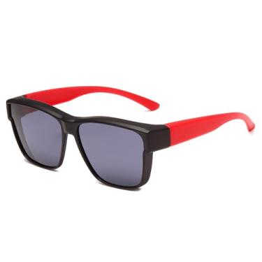 Imagem de Óculos de sol polarizados retrô para homens, óculos de direção com visão noturna, óculos de ciclismo e pesca que mudam de cor, preto e vermelho, HFA, 001